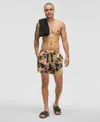 Mode Of One Men's Nostalgic Movement Swim Trunks With Boxer Brief Liner, Exclusively At Macy's In Deep Black