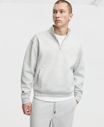 Mode Of One Men's Oversized-fit Quarter-zip Sweatshirt, Macy's Exclusive In Silver