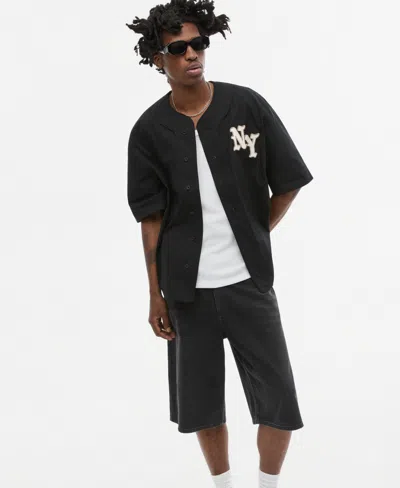 Mode Of One Men's Oversized Ny Baseball Top, Macy's Exclusive In Deep Black