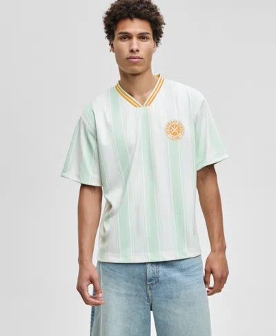 Mode Of One Men's Panama Relaxed-fit Stripe V-neck T-shirt, Macy's Exclusive In Green