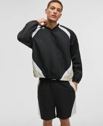 Mode Of One Men's Pieced Pullover Track Jacket, Exclusively At Macy's In Deep Black