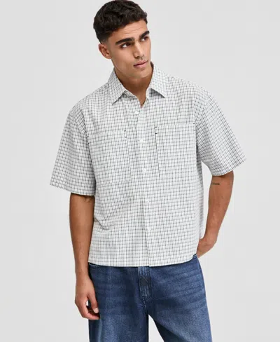 Mode Of One Men's Plaid Seersucker Short-sleeve Shirt, Macy's Exclusive In White