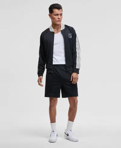 Mode Of One Men's Regular-fit Contrast Paneled 7" Tricot Track Shorts, Exclusively At Macy's In Deep Black