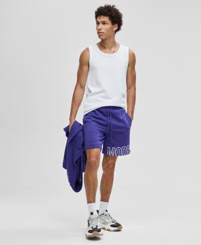 Mode Of One Men's Regular-fit Logo-print 7" French Terry Shorts, Macy's Exclusive In Blue