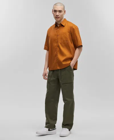Mode Of One Men's Relaxed-fit Button-down Shirt, Created For Macy's In Pecan Roast