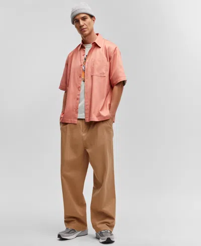 Mode Of One Men's Relaxed-fit Button-down Shirt, Created For Macy's In Sunbaked Clay