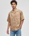 Mode Of One Men's Relaxed-fit Button-down Utility Camp Shirt, Macy's Exclusive In Brown