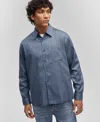 Mode Of One Men's Relaxed-fit Button-up Shirt, Created For Macy's In Blue Asphalt