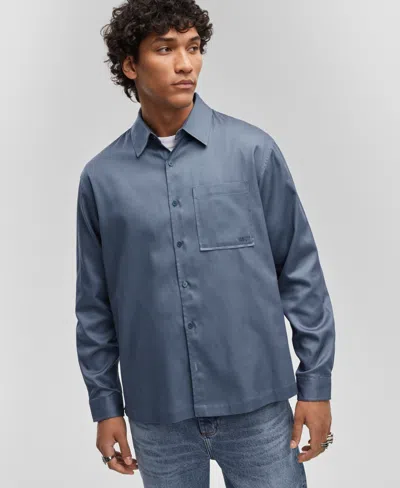 Mode Of One Men's Relaxed-fit Button-up Shirt, Created For Macy's In Blue Asphalt