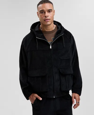 Mode Of One Men's Relaxed-fit Corduroy Hoodie Jacket, Macy's Exclusive In Black