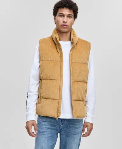 Mode Of One Men's Relaxed-fit Corduroy Puffer Vest, Macy's Exclusive In Orange