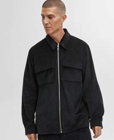 Mode Of One Men's Relaxed-fit Cord Shacket, Created For Macy's In Deep Black