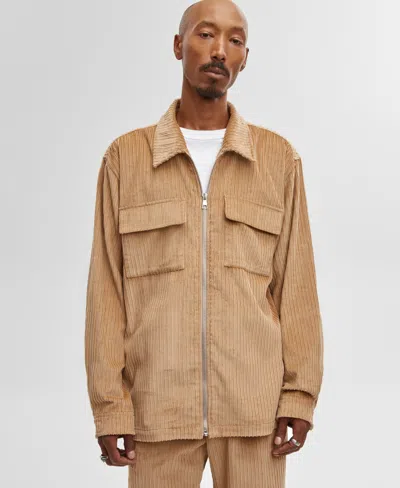 Mode Of One Men's Relaxed-fit Cord Shacket, Created For Macy's In Tannin