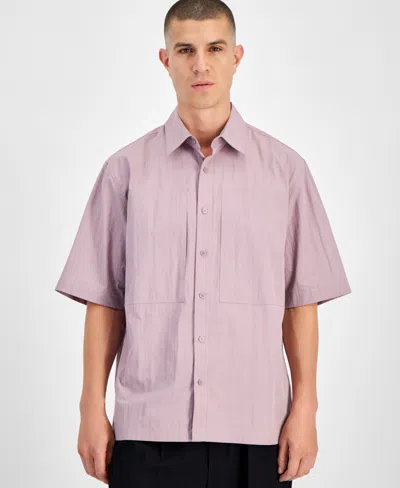 Mode Of One Men's Relaxed-fit Cotton-blend Shirt, Created For Macy's In Pale Elderberry
