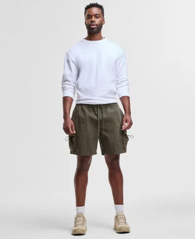 Mode Of One Men's Relaxed-fit Crinkled 7" Cargo Shorts, Exclusively At Macy's In Deep Olive