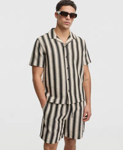 Mode Of One Men's Relaxed-fit Crochet Knit Short-sleeve Camp Shirt, Macy's Exclusive In Multi