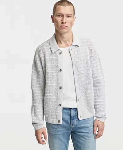 Mode Of One Men's Relaxed-fit Elio Long-sleeve Polo Sweater, Macy's Exclusive In Gray