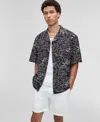 Mode Of One Men's Relaxed-fit Embroidered Button-down Poplin Camp Shirt, Exclusively At Macy's In Gray