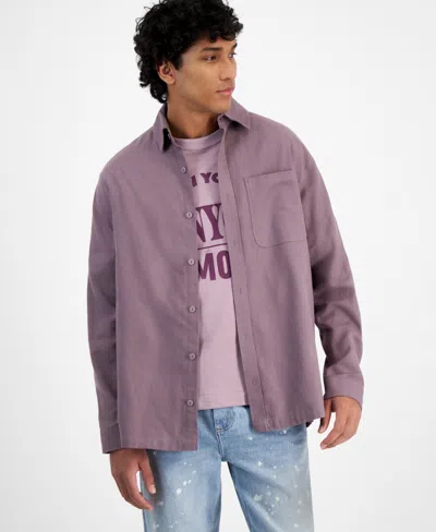 Mode Of One Men's Relaxed-fit Flannel Shirt, Created For Macy's In Soft Moon