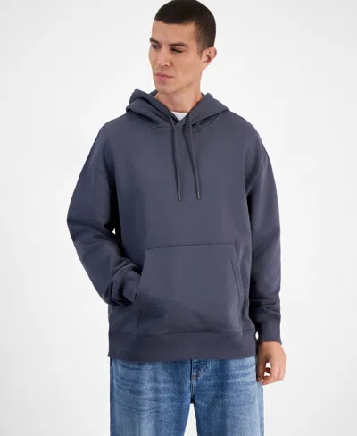 Mode Of One Men's Relaxed-fit Fleece Hoodie, Created For Macy's In Ebony Grey