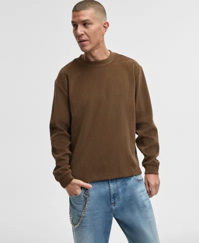 Mode Of One Men's Relaxed-fit French Ribbed Sweater, Macy's Exclusive In Brown