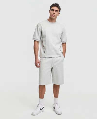 Mode Of One Men's Relaxed-fit Heather Wide Shorts, Macy's Exclusive In White