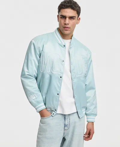 Mode Of One Men's Relaxed-fit Logo Bomber Jacket, Macy's Exclusive In Blue
