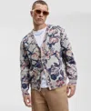 Mode Of One Men's Relaxed Fit Long Sleeve Abstract Floral V-neck Cardigan Sweater, Macy's Exclusive In Multi