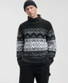 Mode Of One Men's Relaxed Fit Long Sleeve Fair Isle Turtleneck Sweater, Macy Exclusive In Black