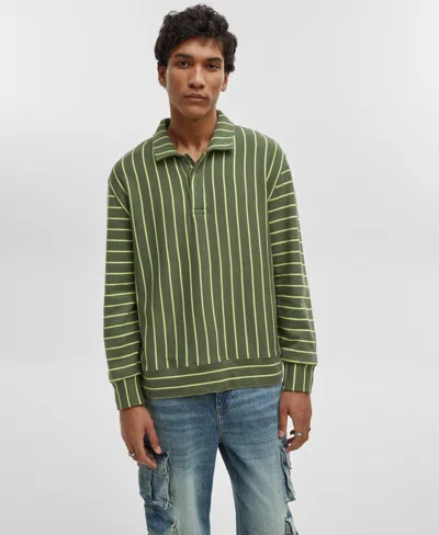 Mode Of One Men's Relaxed-fit Long-sleeve French Terry Polo Shirt, Created For Macy's In Wild Ivy