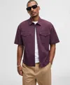Mode Of One Men's Relaxed-fit Patch Pocket Short-sleeve Shirt, Macy's Exclusive In Purple