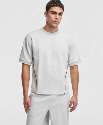 Mode Of One Men's Relaxed-fit Piped Interlock T-shirt, Macy's Exclusive In Gray