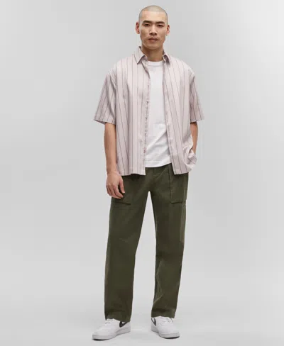 Mode Of One Men's Relaxed-fit Printed Button-down Shirt, Created For Macy's In Cool Putty