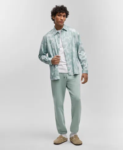 Mode Of One Men's Relaxed-fit Printed Button-up Shirt, Created For Macy's In Blue Fin