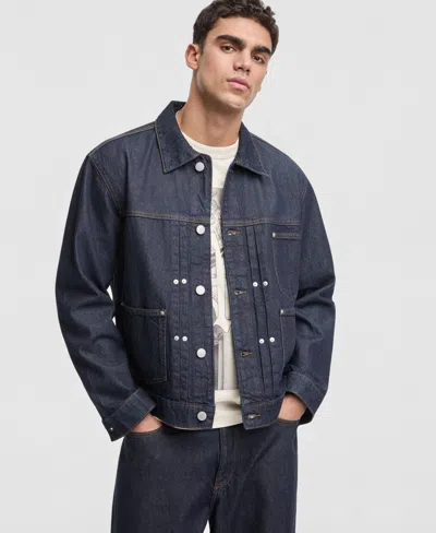 Mode Of One Men's Relaxed-fit Riverside Trucker Jacket, Macy's Exclusive In Blue
