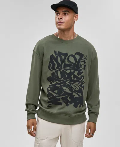 Mode Of One Men's Relaxed-fit Scribble Graphic Sweatshirt, Macy's Exclusive In Green