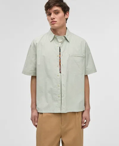 Mode Of One Men's Relaxed Fit Short-sleeve Button-front Nylon Shirt, Exclusively At Macy's In Iced Mint