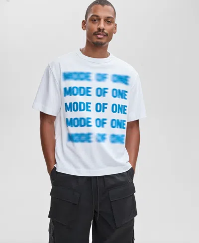 Mode Of One Men's Relaxed Fit Short Sleeve Crewneck Logo Graphic T-shirt In White