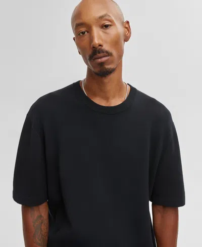Mode Of One Men's Relaxed-fit Short-sleeve Crewneck Sweater, Created For Macy's In Deep Black