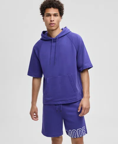 Mode Of One Men's Relaxed-fit Short-sleeve Hoodie, Macy's Exclusive In Purple