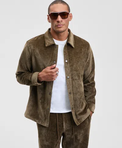 Mode Of One Men's Relaxed Fit Snap Front Soft Overshirt, Macy's Exclusive In Green