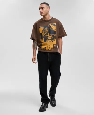 Mode Of One Men's Relaxed-fit Straight-leg Pull-on Corduroy Pants, Macy's Exclusive In Brown