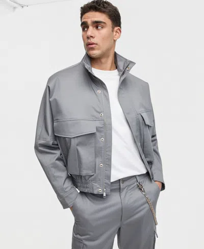 Mode Of One Men's Relaxed-fit Stretch Twill Utility Jacket, Macy's Exclusive In Gray