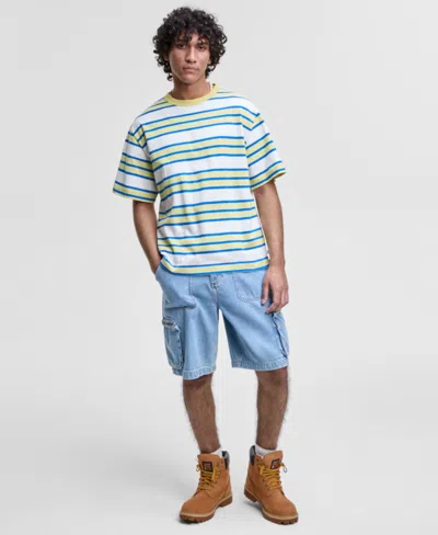 Mode Of One Men's Relaxed-fit Stripe T-shirt, Exclusively At Macy's In Lemon Sun