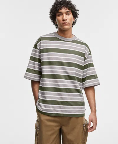 Mode Of One Men's Relaxed-fit Stripe T-shirt, Exclusively At Macy's In Morning Dew