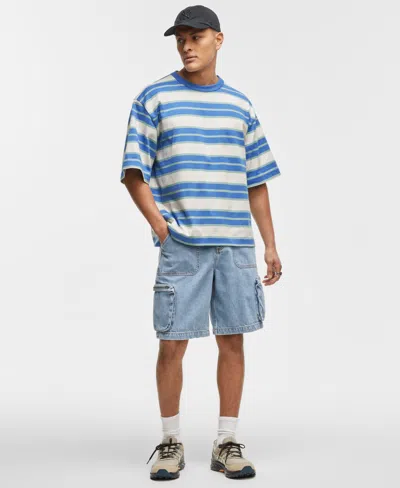 Mode Of One Men's Relaxed-fit Stripe T-shirt, Exclusively At Macy's In Palace Blue