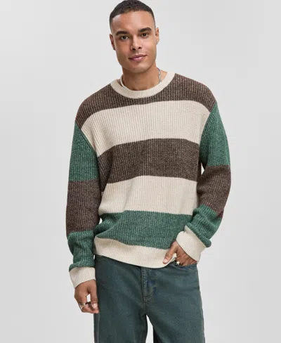 Mode Of One Men's Relaxed-fit Striped Crewneck Sweater, Macy's Exclusive In Multi