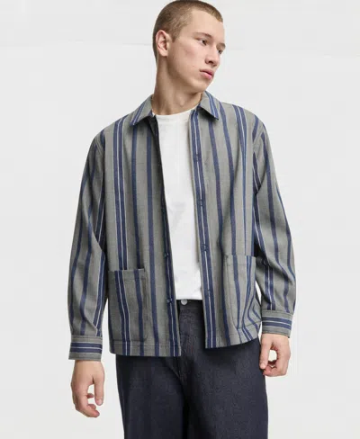 Mode Of One Men's Relaxed-fit Striped Overshirt, Macy's Exclusive In Multi
