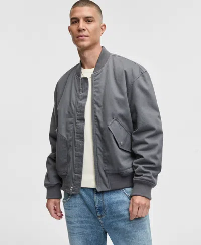 Mode Of One Men's Relaxed-fit Twill Bomber Jacket, Macy's Exclusive In Gray