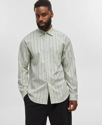 Mode Of One Men's Relaxed-fit Yarn-dye Stripe Shirt, Created For Macy's In Iced Mint